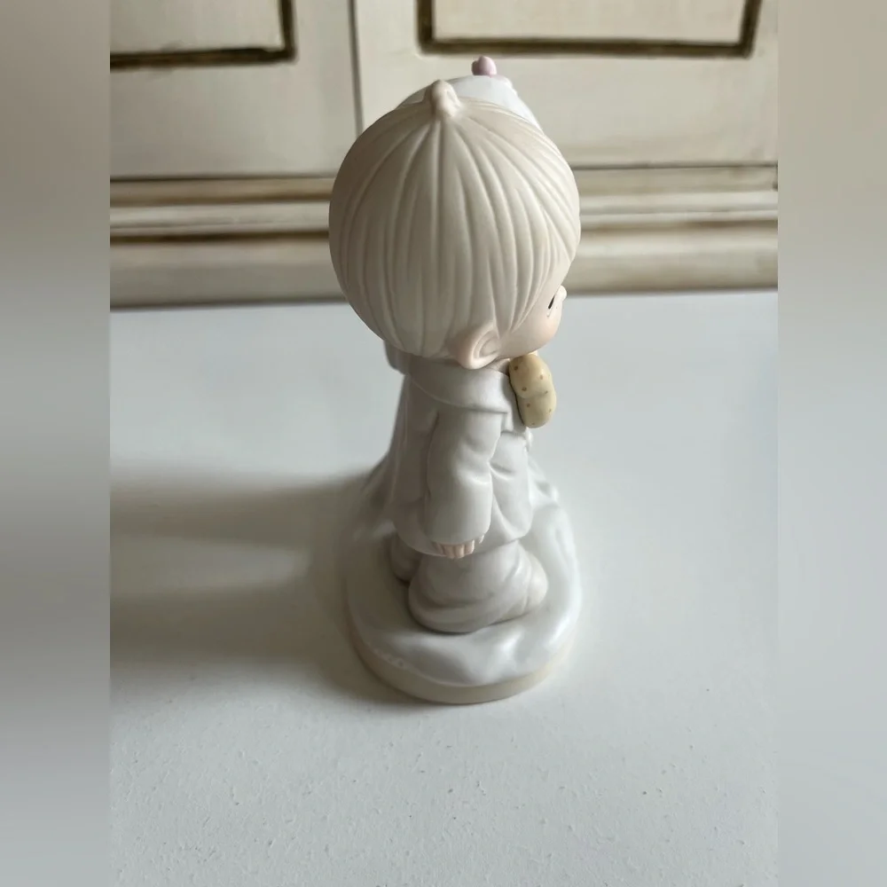 Precious Moments ‘79 Bride & Groom Figurine & ‘91 Bridal Party Cake Topper